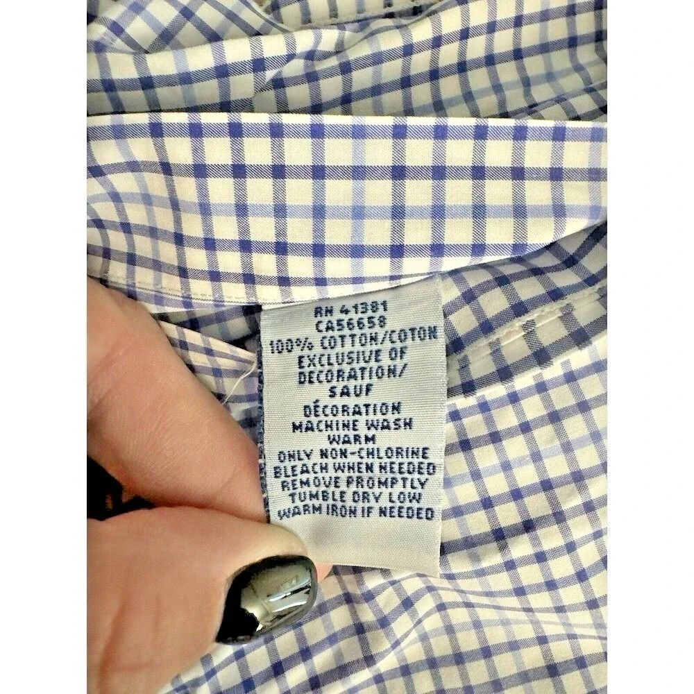 Polo Ralph Lauren Men XL Blue Black Gingham Check Short Sleeve Button Down Shirt